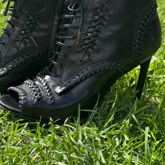 Jason Wu Black Corset Whipstitch Detail open toe booties - Picture 2 of 6